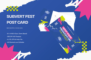 Subvert Fest - Post Card, a Print Template by StreaksideStd