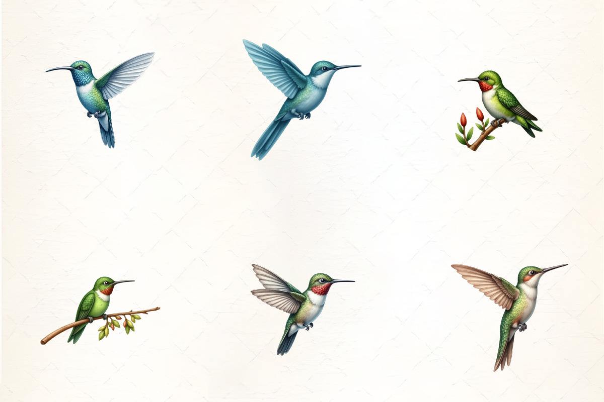 Beautiful Hummingbird Clipart, an Illustration by CrexoraLab (Photo 1 of 5)
