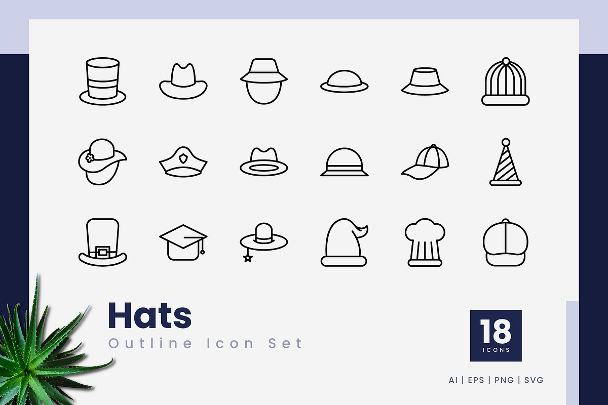Hats Outline Icons, an Outline Icon by Zeer Graphic