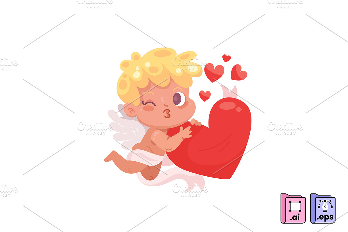 Cute Cherub Heart Hug, a Person Illustration by MISS CHATZ (Photo 3 of 3)
