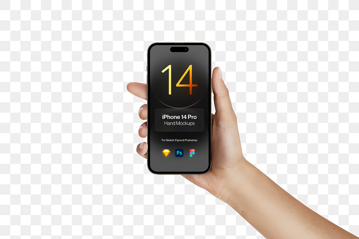 Hand Mockups iPhone 14 Pro & normal, an iPhone Mockup by Pierre Borodin (Photo 7 of 10)