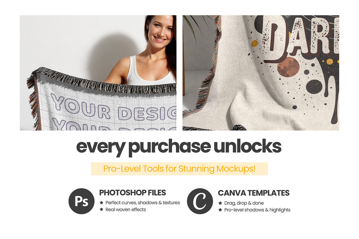 50x60 Woven Blanket Mockup Held-Up, an Apparel Mockup by Mockups Studio (Photo 6 of 9)