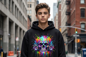 Neon Boombox Skull Splash Art