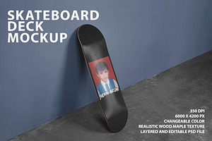 Realistic Skateboard Deck Mockup