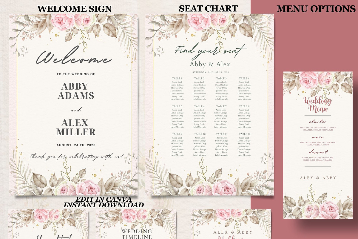 Dusty Rose Wedding Bundle, an Invitation Template by Lynn Reese Designs (Photo 5 of 5)