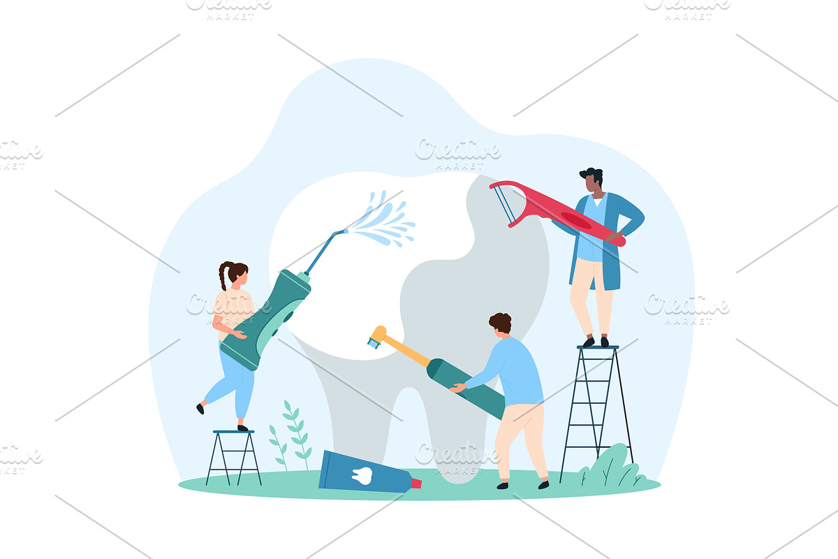 Professional teeth hygiene clinic, a Person Illustration by Flashvector