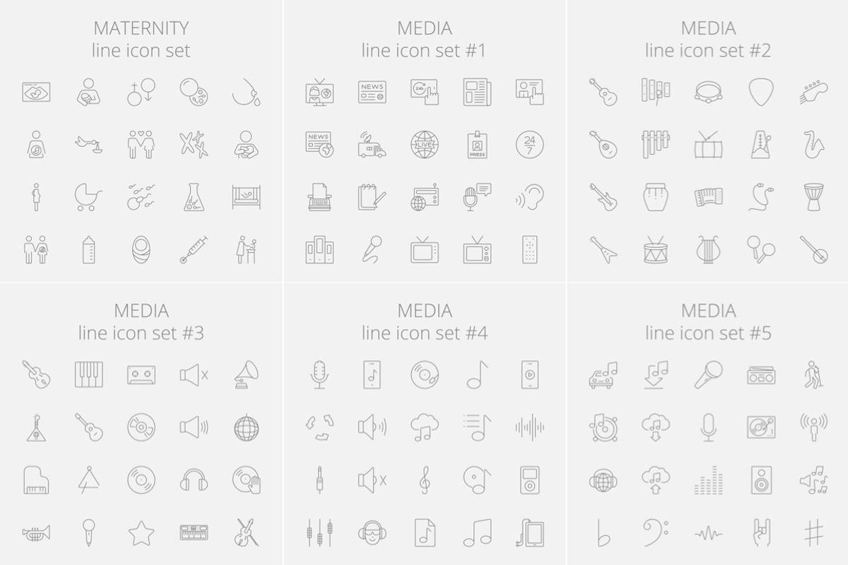 1540 vector line icons pack., an Outline Icon by Visual Generation