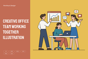 Creative Office Team Working, a Work Illustration by Partikusi Design
