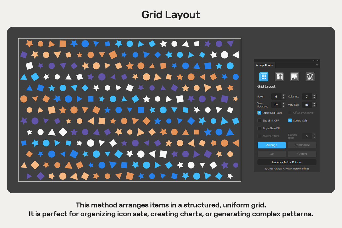 Arrange Master | Illustrator Plugin, a Plug-in Add-On by Andrew R. Tools (Photo 7 of 33)