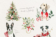 Christmas Watercolor Dogs Clipart, a Seasonal Illustration by artinspirestudio (Thumbnail 4 of 8)