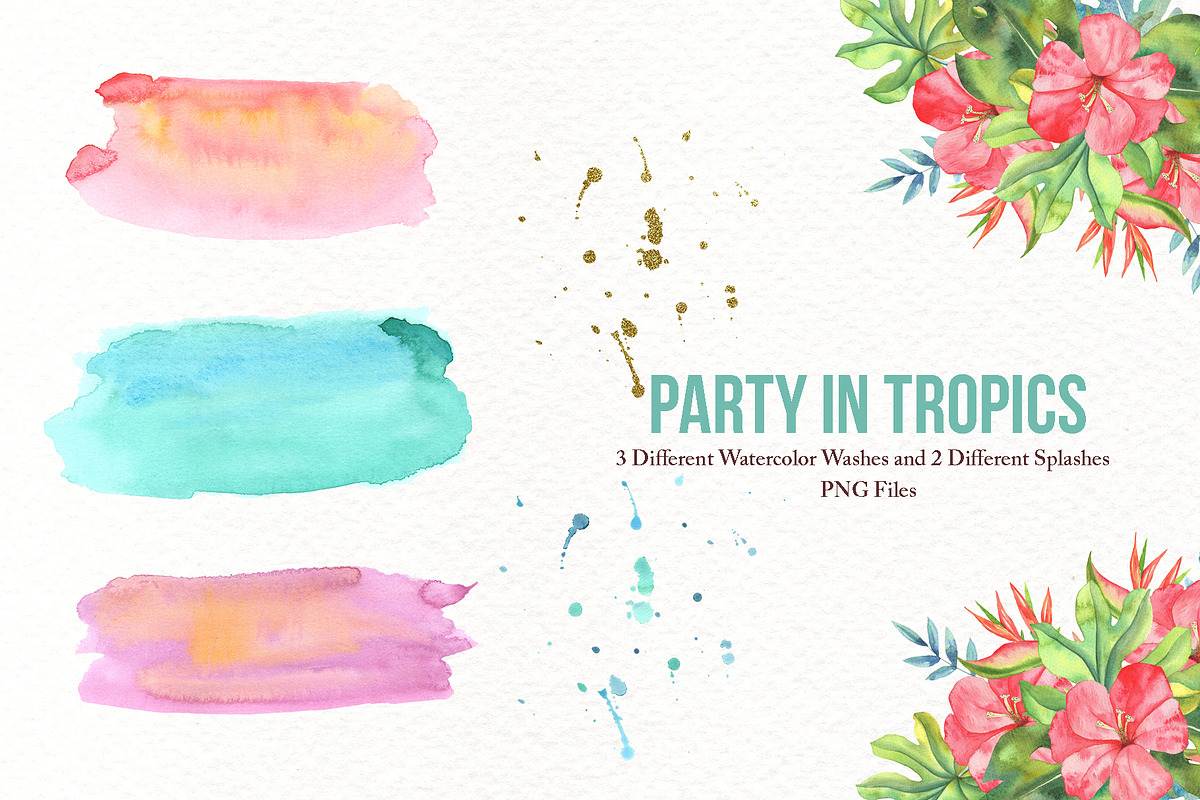Watercolor Tropical Party, an Animal Illustration by TanataDesign (Photo 8 of 13)
