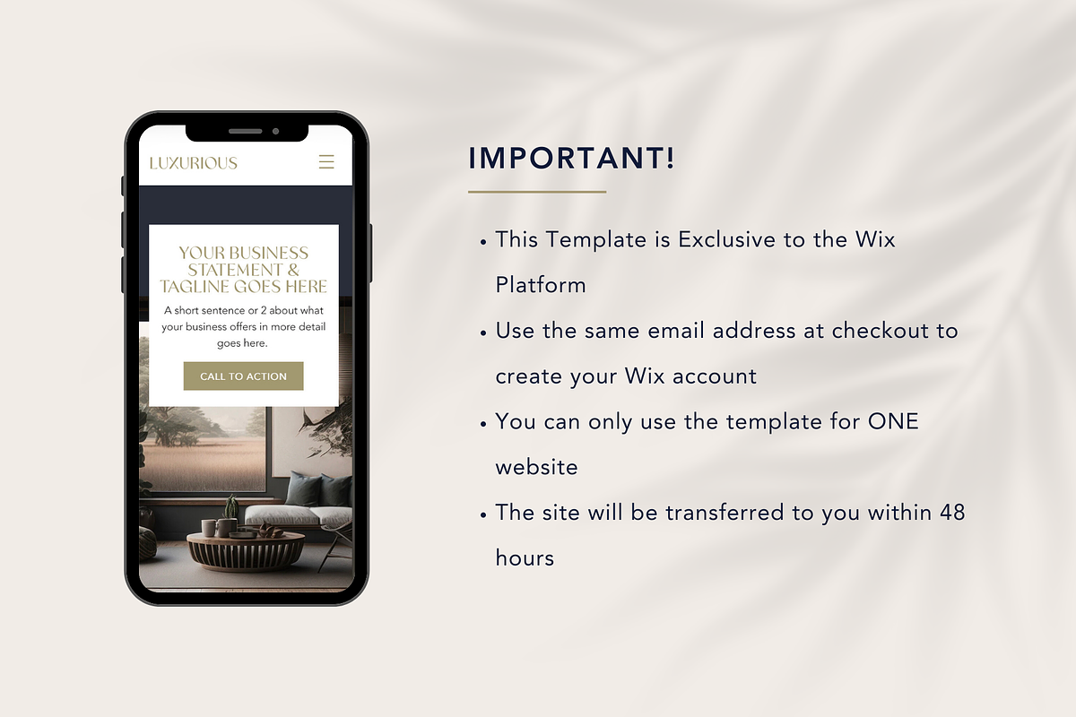Luxurious Wix Website Template, a Wix Template by Sechi Design Co (Photo 5 of 5)