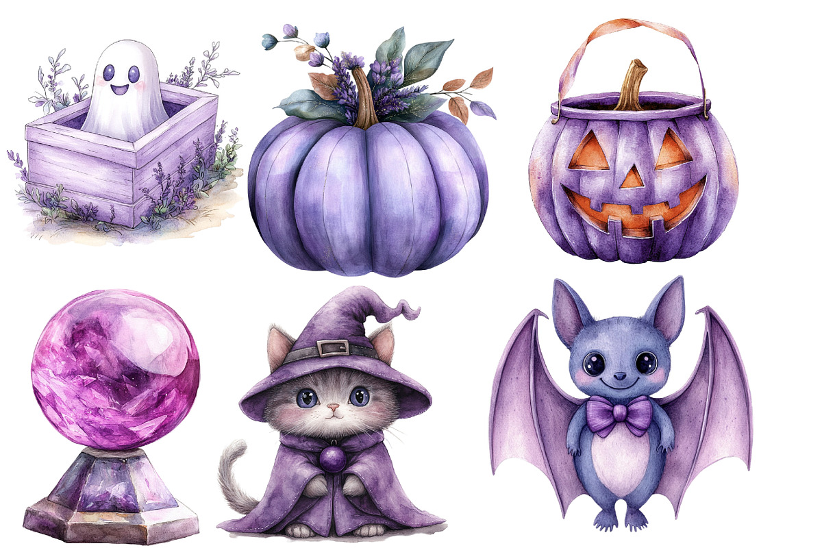Lavender Halloween Clipart, a Work Illustration by cherrydesign (Photo 3 of 4)