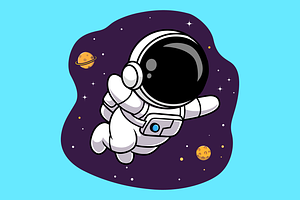 Cute Astronaut Floating In Space