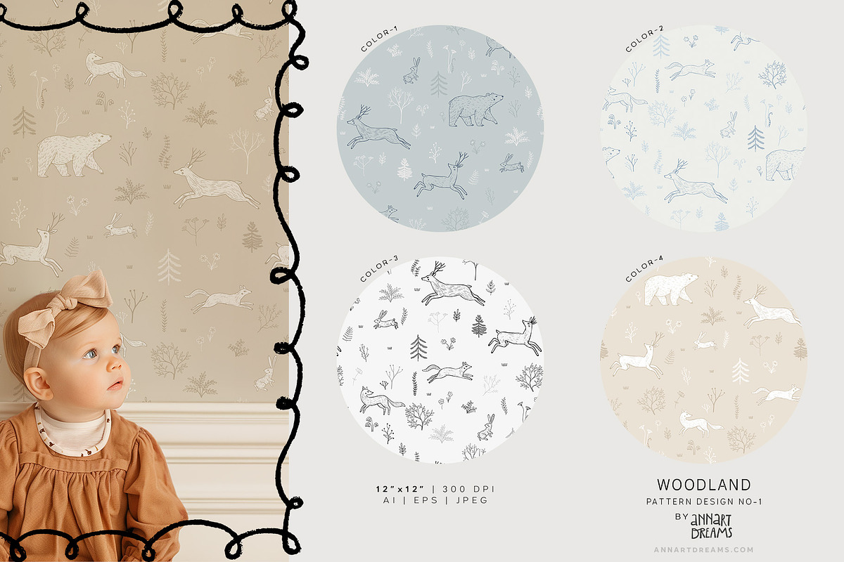 WOODLAND. Wall mural & Patterns, a Wallpaper Graphic by annartdreams (Photo 4 of 11)