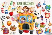 Watercolor Back to School and Animal, an Animal Illustration by Apixsala (Thumbnail 1 of 12)