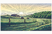 Rural landscape with village, a Food Illustration by Countryside life (Thumbnail 2 of 7)