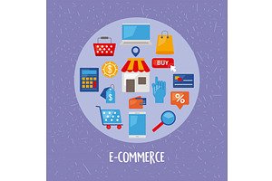 ecommerce icons in circle, an Object Illustration by studiogstock