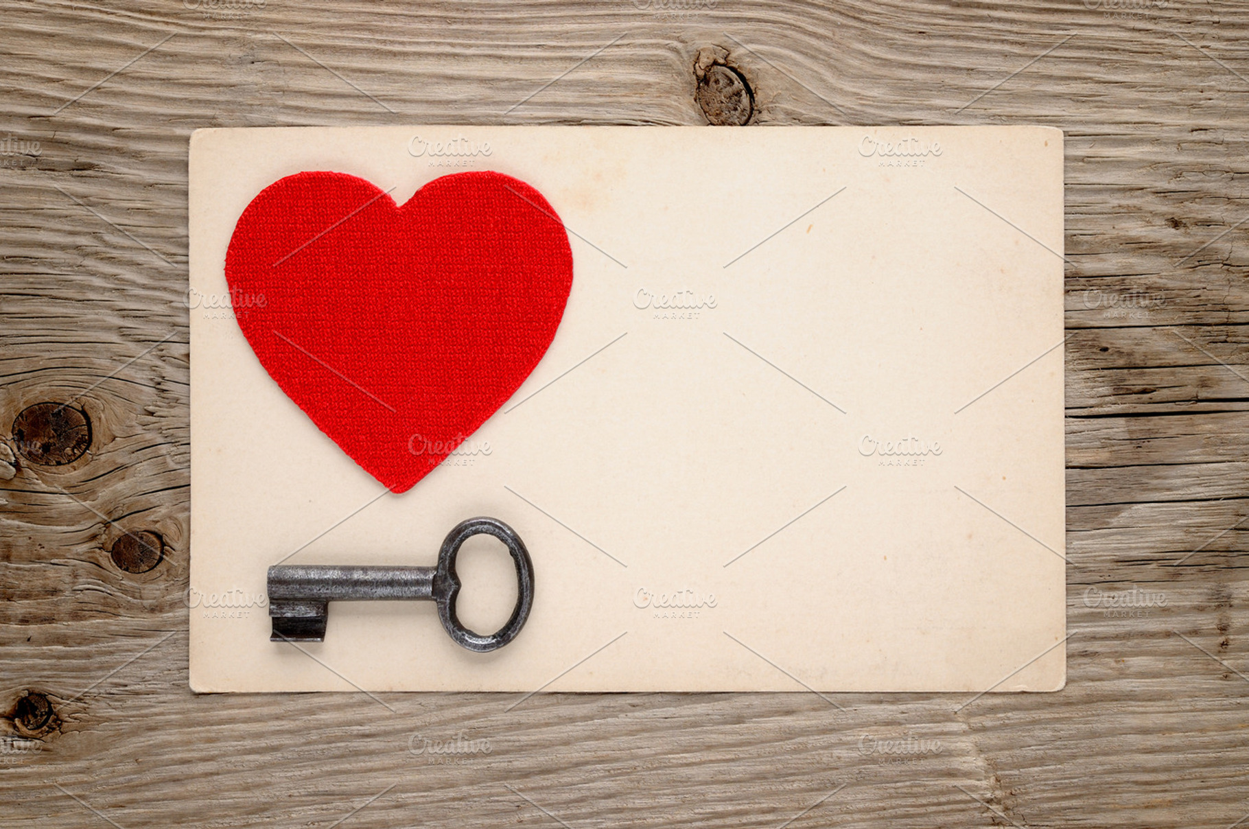 Red heart and vintage key