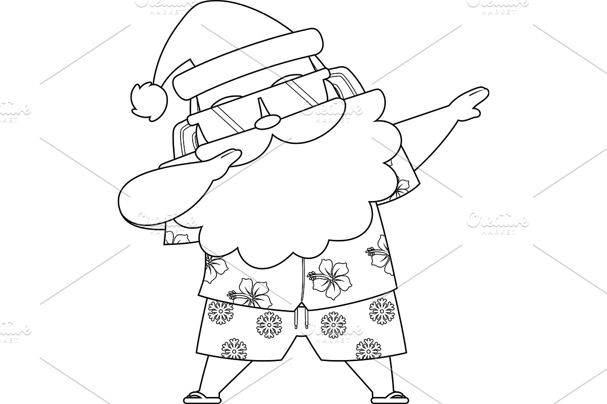 Summer Santa Claus Doing Dab Pose, an Illustration by HitToon