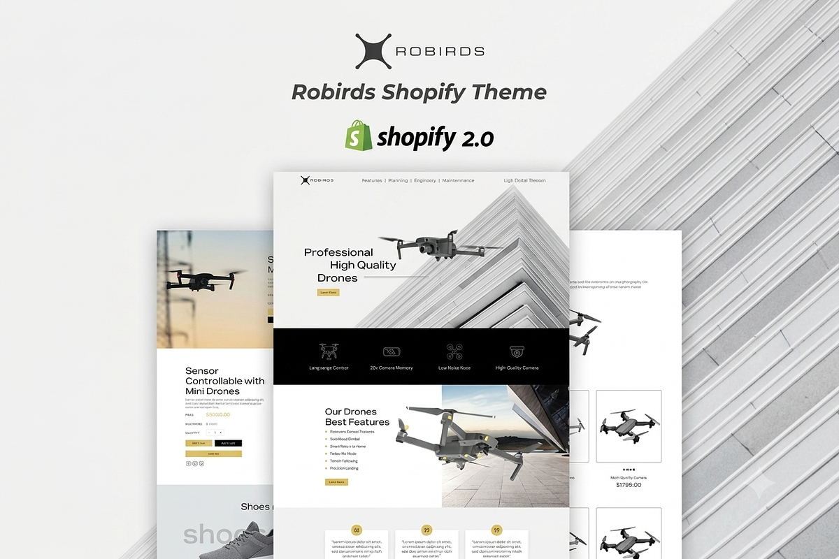 Robirds Drone Product Shopify Theme, a Shopify Template by ThemesRain (Photo 2 of 3)