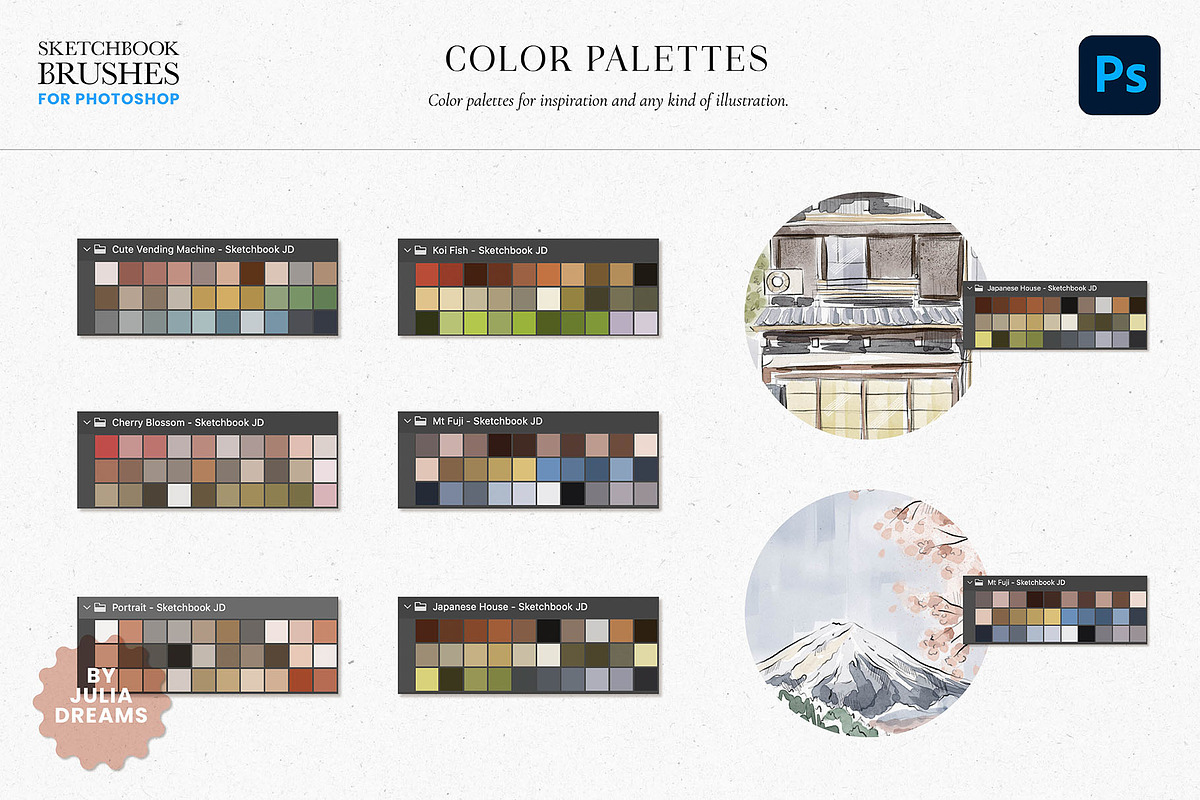 Sketchbook Photoshop Brushes, a Brush Add-On by Julia Dreams (Photo 7 of 7)
