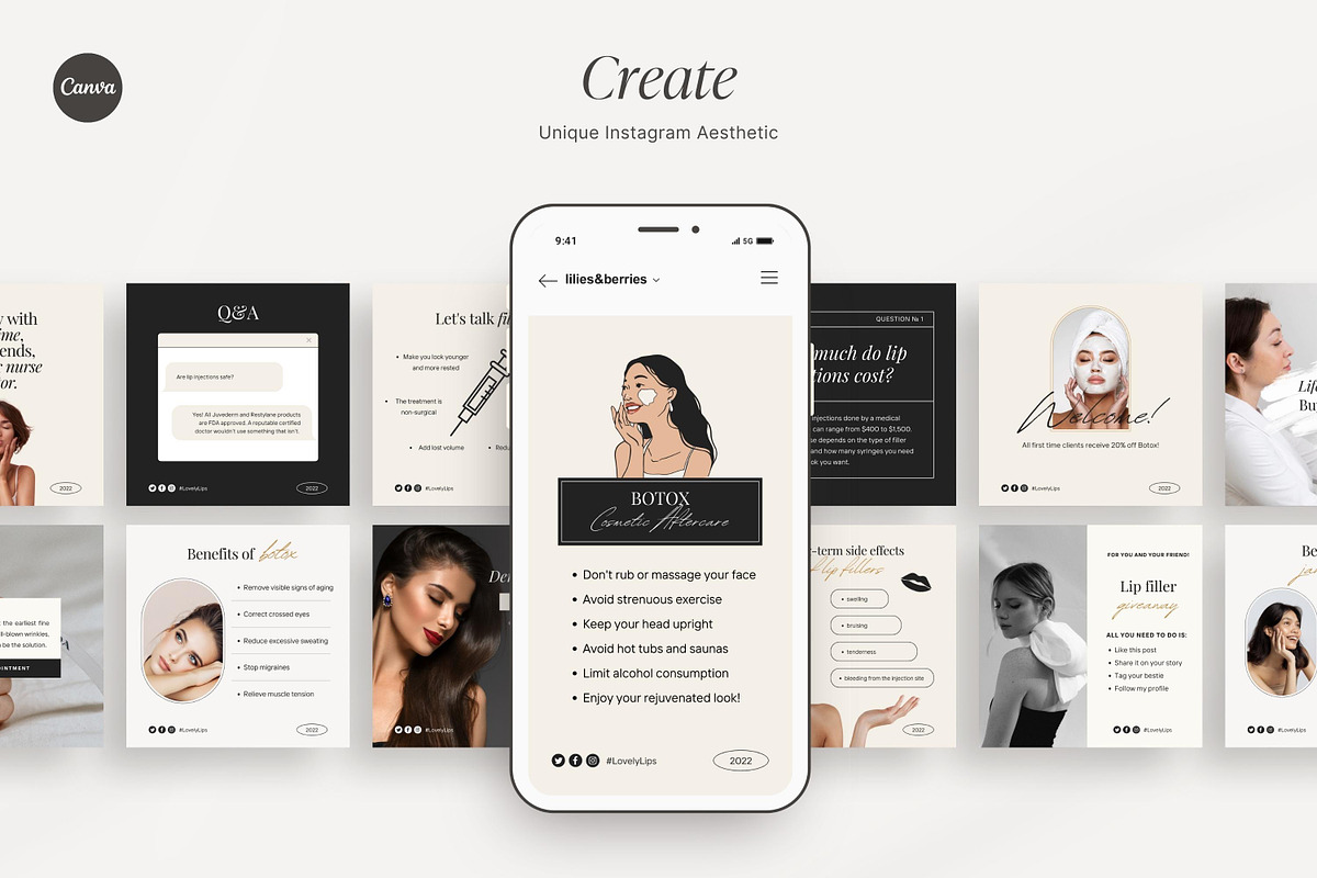 Nurse Injector Instagram BUNDLE, a Social Media Template by LiliesandBerries (Photo 12 of 21)