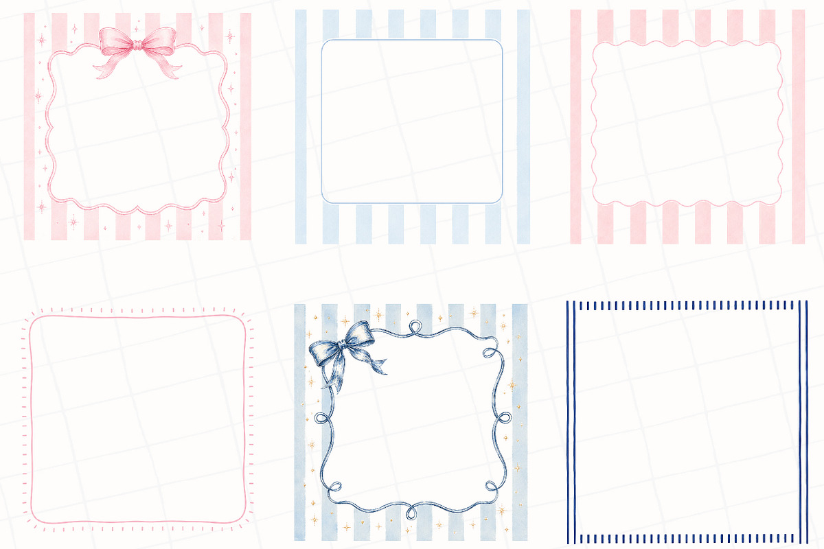 Coastal Stripe Frames PNG Bundle, a Seasonal Illustration by OK Design (Photo 3 of 6)