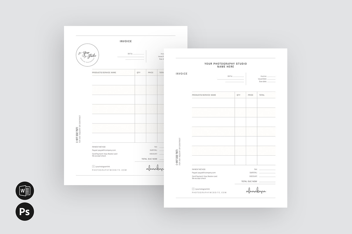 Printable Modern Invoice Template, a Stationery Template by Axpand (Photo 2 of 6)