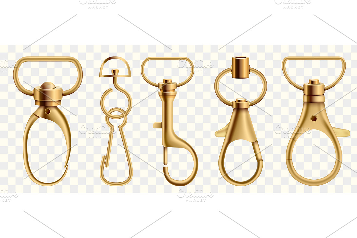Set of gold swivel lobster clasps, an Object Illustration by Yayasya