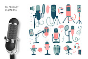Podcast – vector cliparts set, an Object Illustration by Lana Sham (Thumbnail 2 of 13)