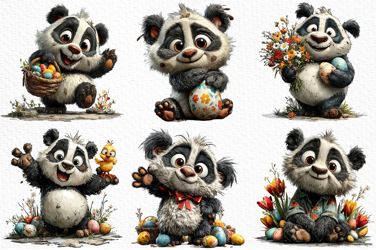 Whimsical Easter Panda Clipart, an Illustration by Craft Nest (Photo 3 of 11)