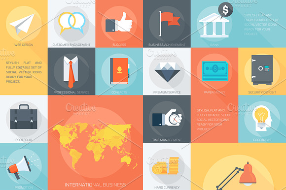 Web Design Flat Icon Set.