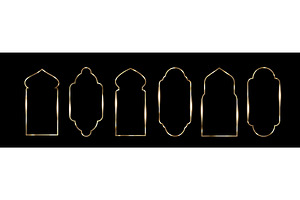 Golden islamic window frames set, an Illustration by art PVP - market