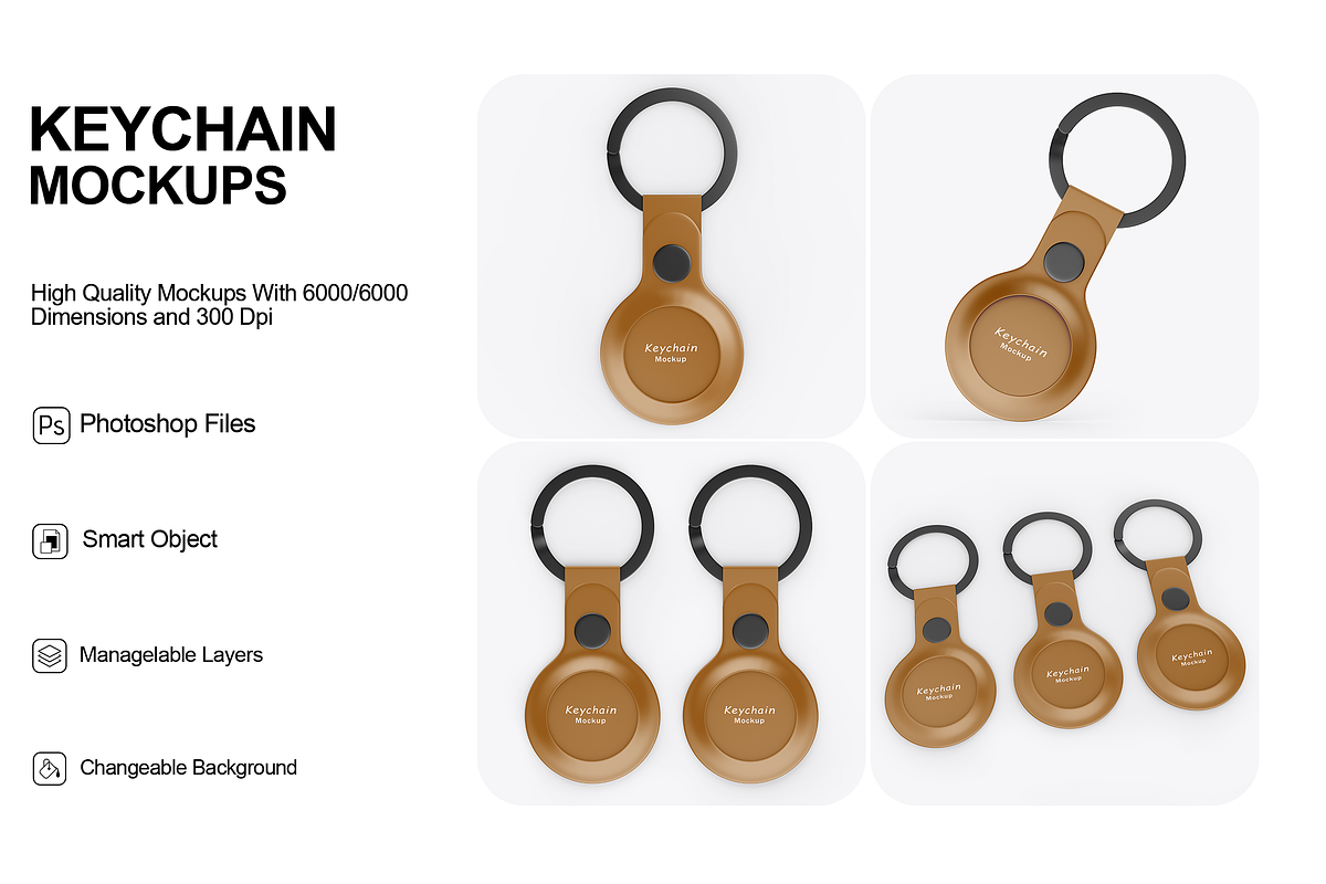Keychain Mockups, a Merchandise Mockup by Mockups Girl (Photo 1 of 5)