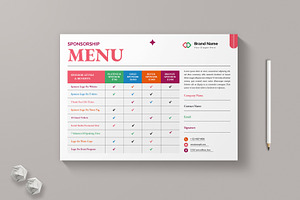 Sponsorship Menu Design Template, a Stationery Template by MightyDesign