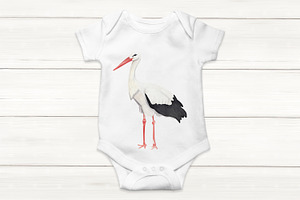 Watercolor Stork Set