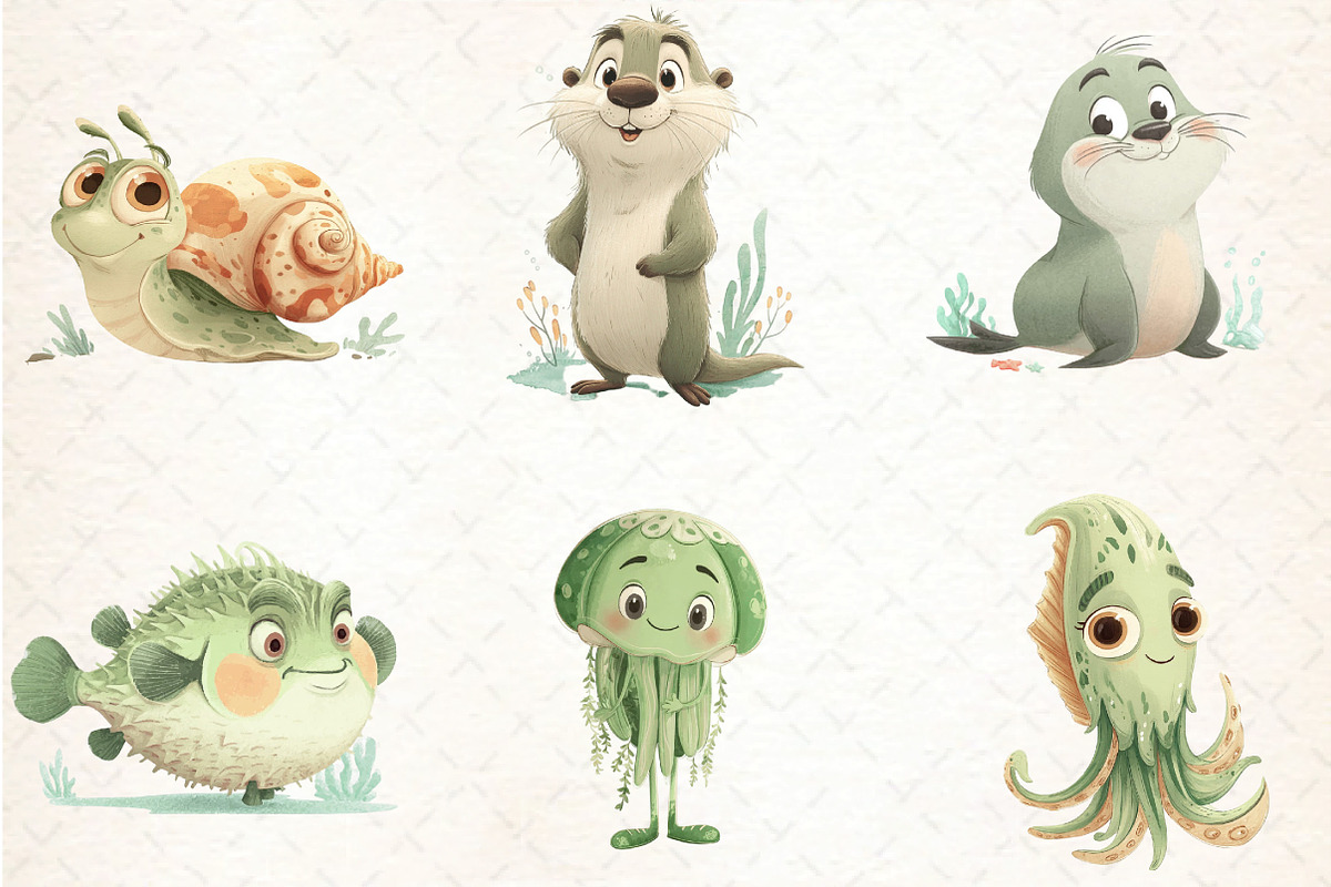Under the Sea Watercolor Clipart, an Illustration by DreamCafeArt (Photo 7 of 7)