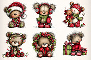 Christmas Teddy Bear Clipart, an Illustration by Dream Creation (Thumbnail 4 of 7)
