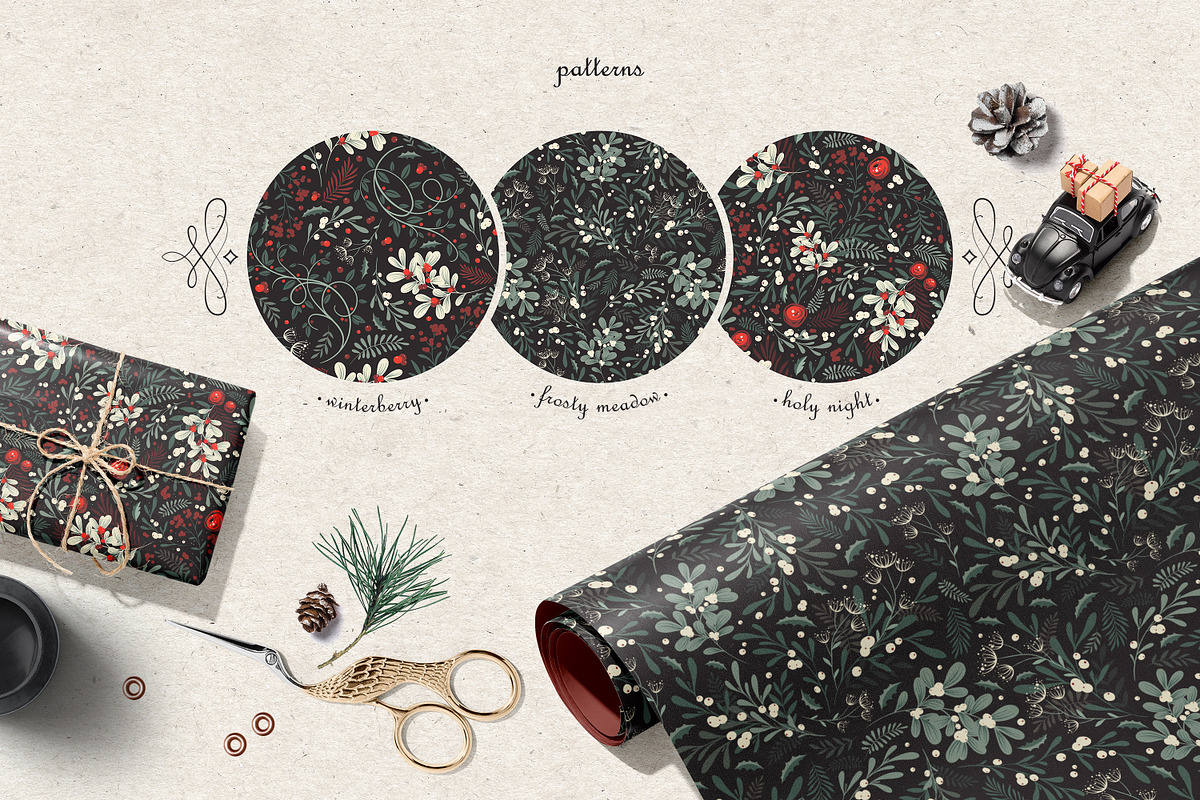 Winter Foliage Christmas Collection, a Decorative Illustration by Elena Paletskaya (Photo 4 of 8)