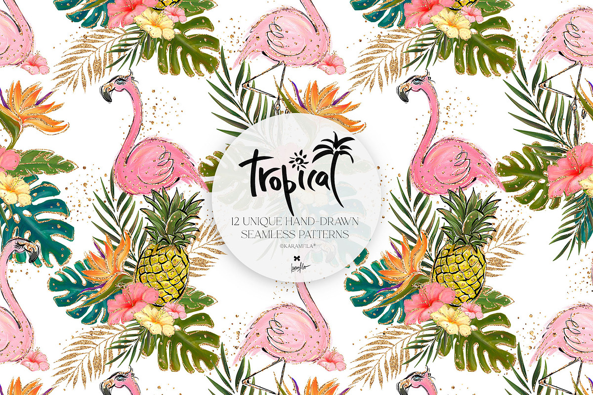 Hawaii Tropical Seamless Patterns, a Pattern Graphic by KaramfilaS (Photo 14 of 17)