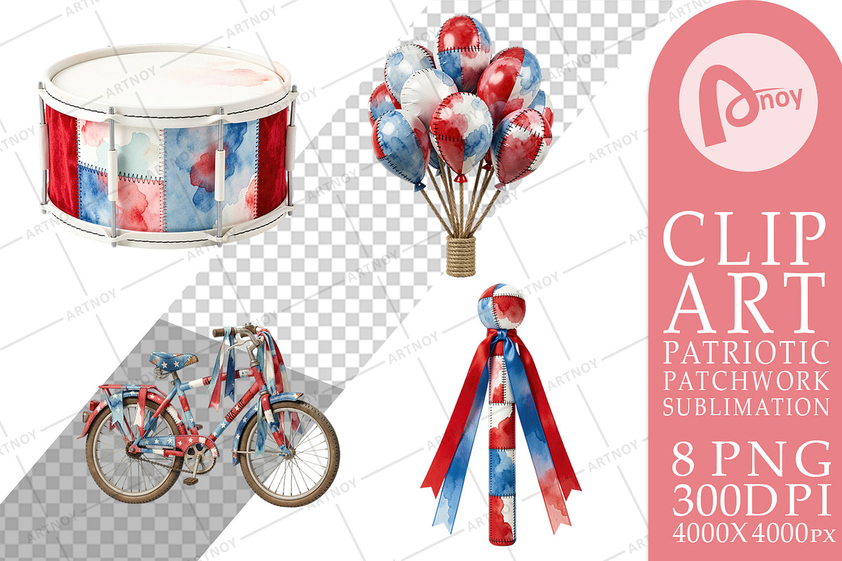 Patriotic Patchwork Sublimation, a Seasonal Illustration by Artnoy (Photo 10 of 18)