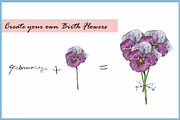 Birth Flower Clipart Digital Paper, a Decorative Illustration by VianneArt (Thumbnail 5 of 9)