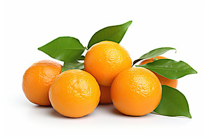 Fresh mandarins with green leaves isolated white background, a Food & Drink Photo by AlyaAnd