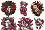 Vintage Red Valentine Clipart, a Seasonal Illustration by BusyDaydesign (Thumbnail 9 of 9)
