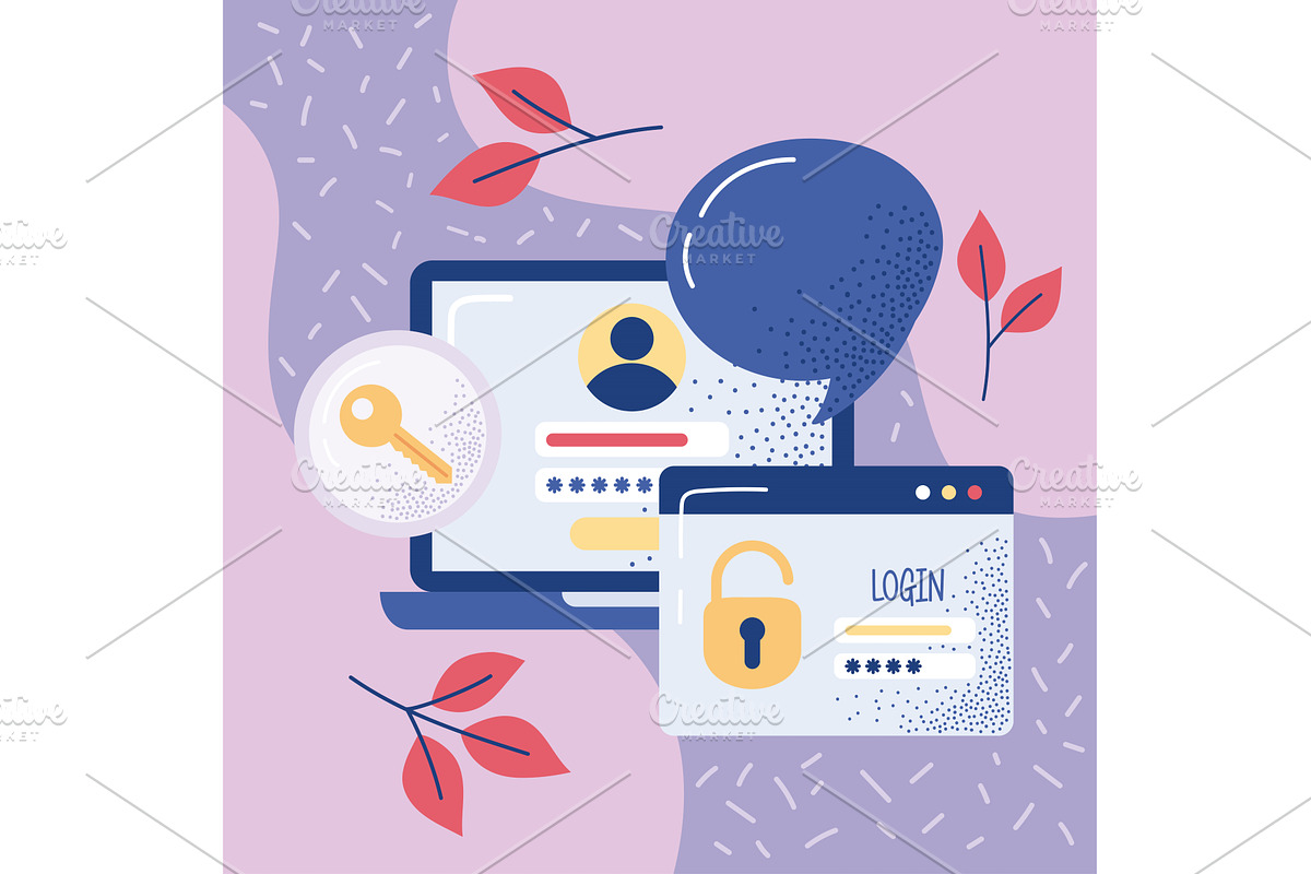 login template with laptop, a Technology Illustration by studiogstock