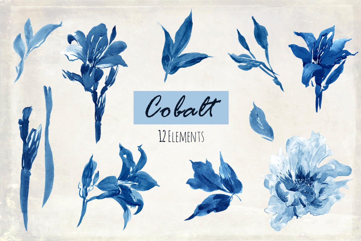 Cobalt Blue. Floral set, an Illustration by Irina Dolgikh (Photo 7 of 9)