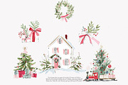 cozy christmas watercolor clipart, a Decorative Illustration by Patishop Art (Thumbnail 6 of 9)