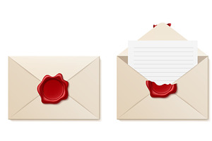 Closed paper envelope with wax seal, an Object Illustration by Vectorbuum