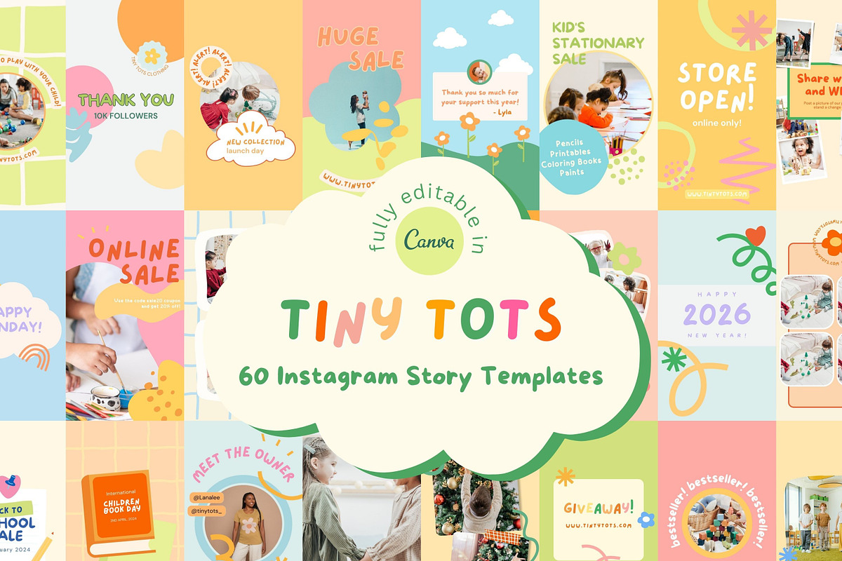 Tiny Tots Story Templates Canva, a Social Media Template by Hell Yeah Designs (Photo 1 of 7)
